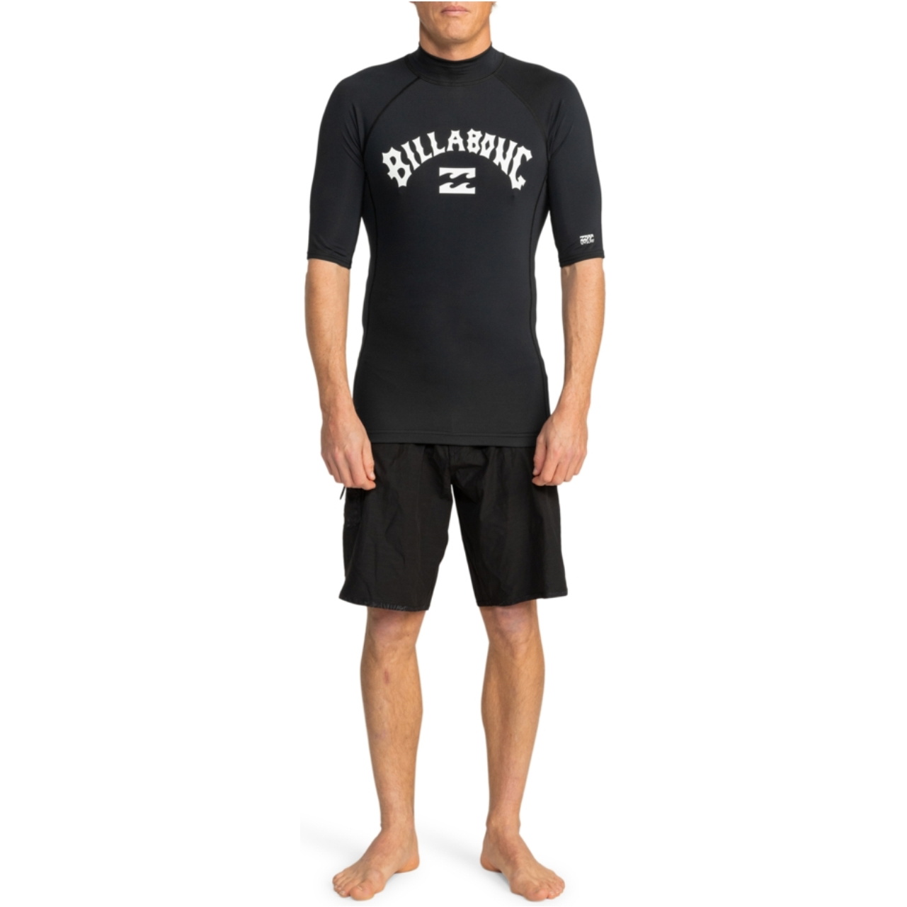 Billabong Mens Logo Surf Short Sleeve Rash Vest EBYWR03010 - Black